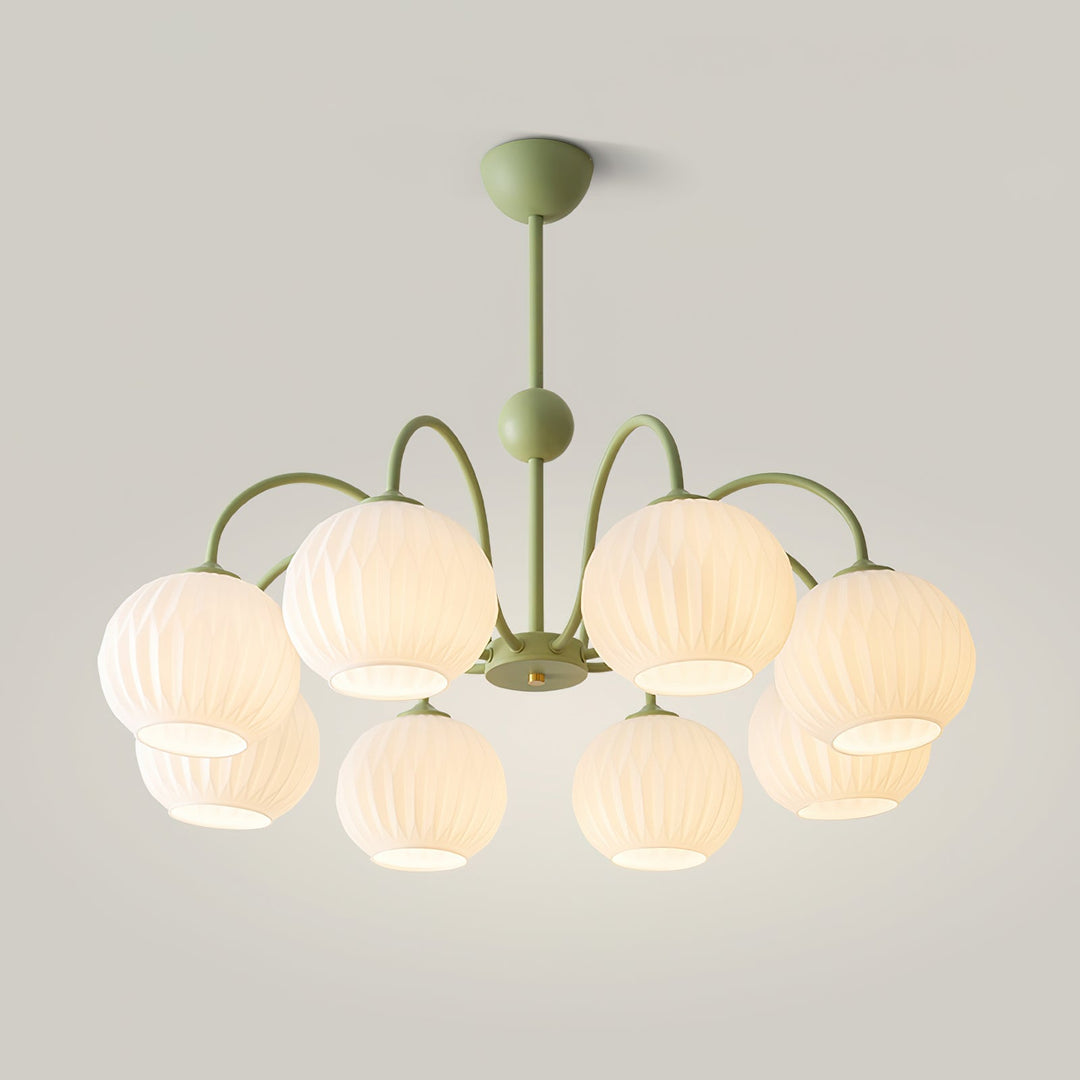 Lustra Chandelier Moderne à 8 Lumières en Verre Ridé Vert - Neutralighting