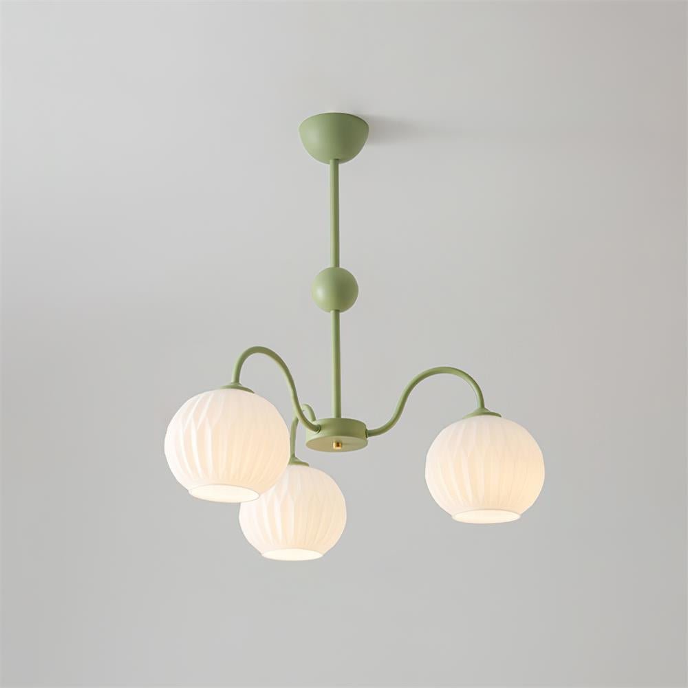 Lustra Chandelier Moderne à 8 Lumières en Verre Ridé Vert - Neutralighting