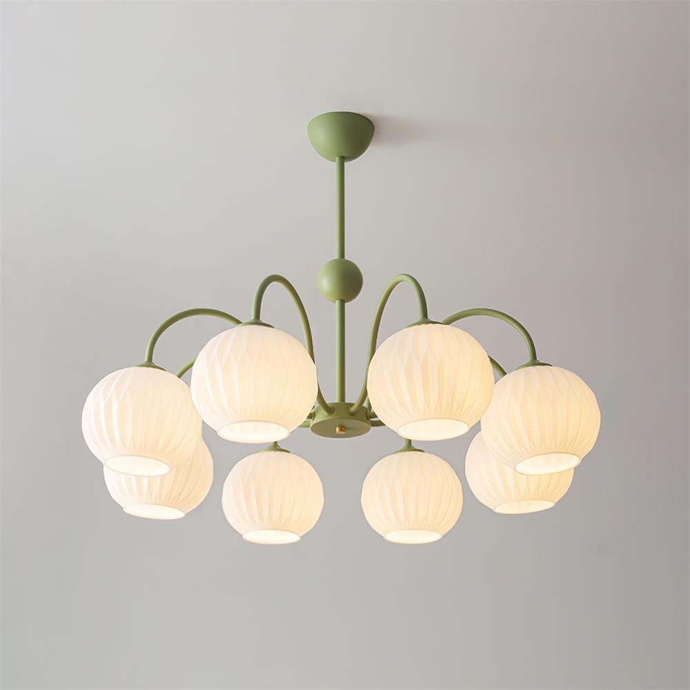 Lustra Chandelier Moderne à 8 Lumières en Verre Ridé Vert - Neutralighting