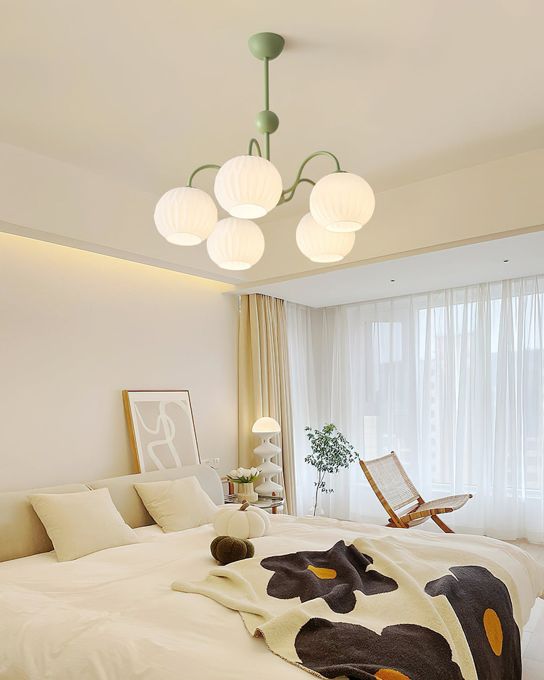 Lustra Chandelier Moderne à 8 Lumières en Verre Ridé Vert - Neutralighting