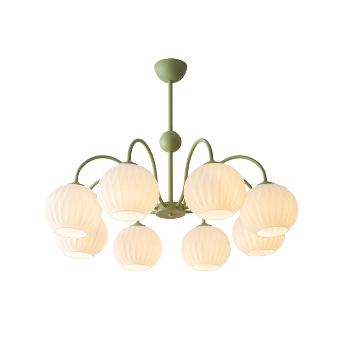 Lustra Chandelier Moderne à 8 Lumières en Verre Ridé Vert - Neutralighting