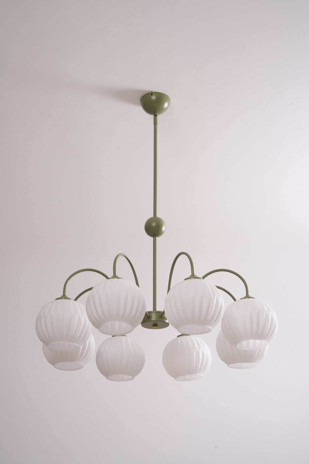Lustra Chandelier Moderne à 8 Lumières en Verre Ridé Vert - Neutralighting