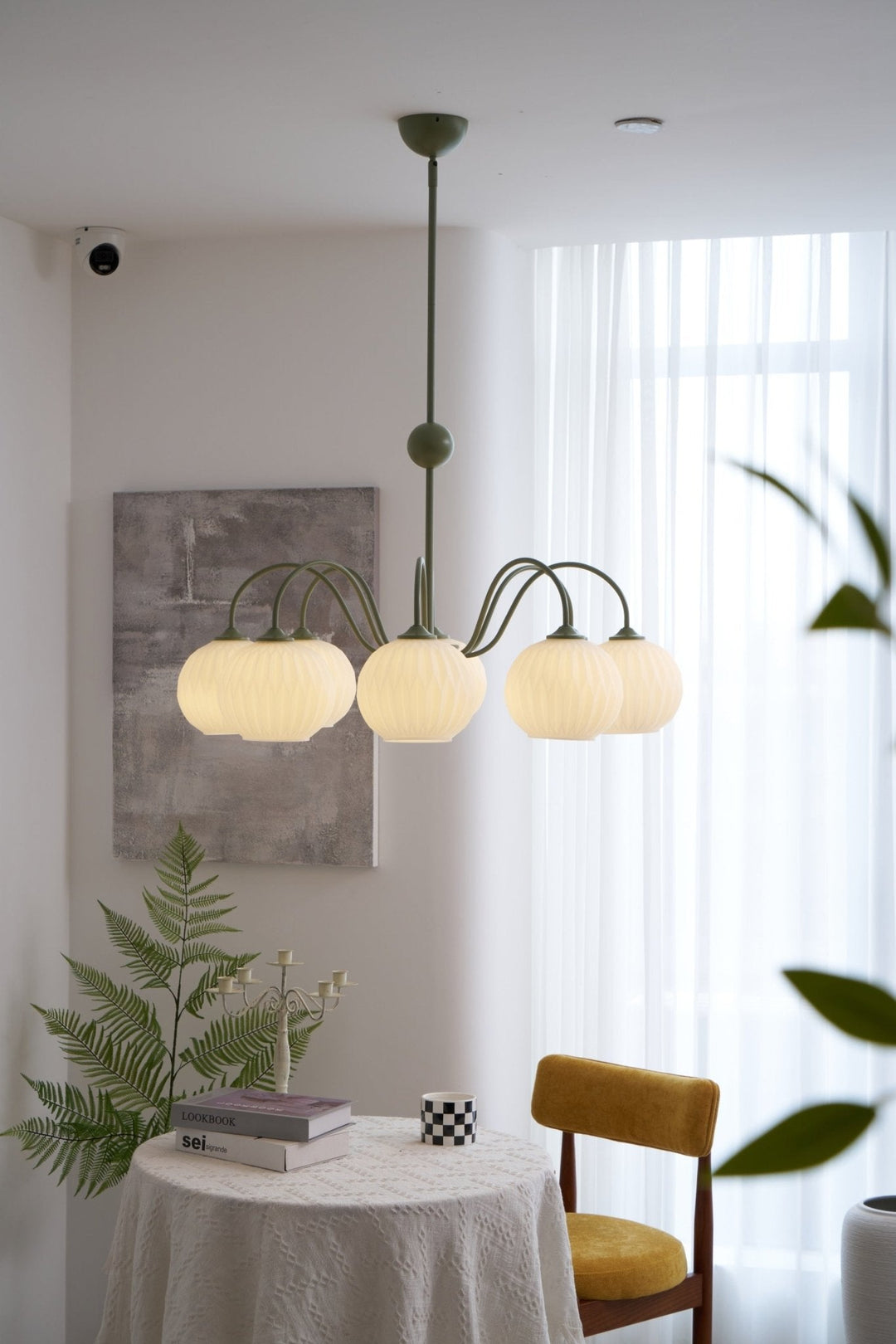 Lustra Chandelier Moderne à 8 Lumières en Verre Ridé Vert - Neutralighting