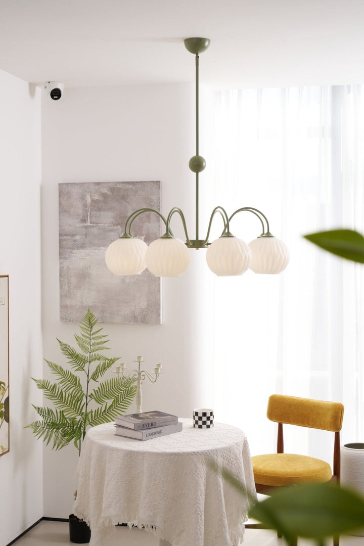 Lustra Chandelier Moderne à 8 Lumières en Verre Ridé Vert - Neutralighting