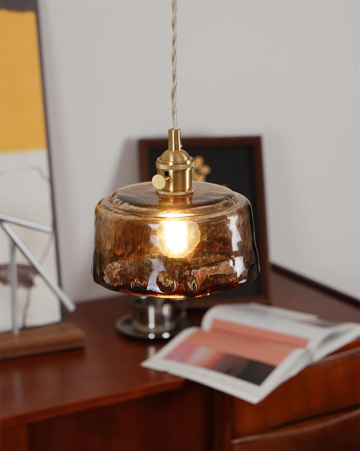 Amberlyn Lampe Pendante Verre Ambre Vintage - Neutralighting