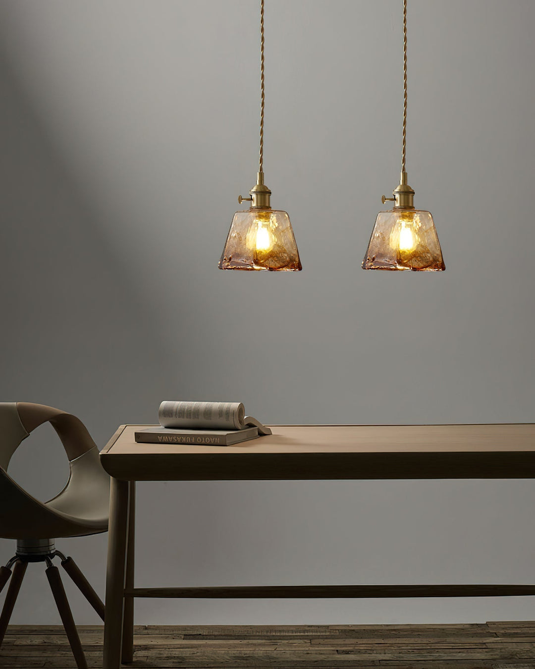 Amberlyn Lampe Pendante Verre Ambre Vintage - Neutralighting