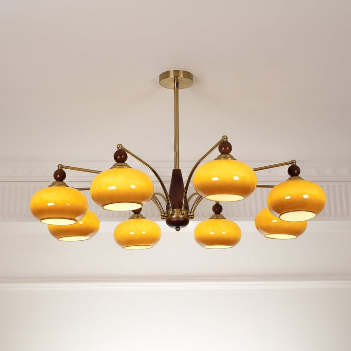 Lustra Suspension Rétro en Verre Jaune et Laiton - Neutralighting