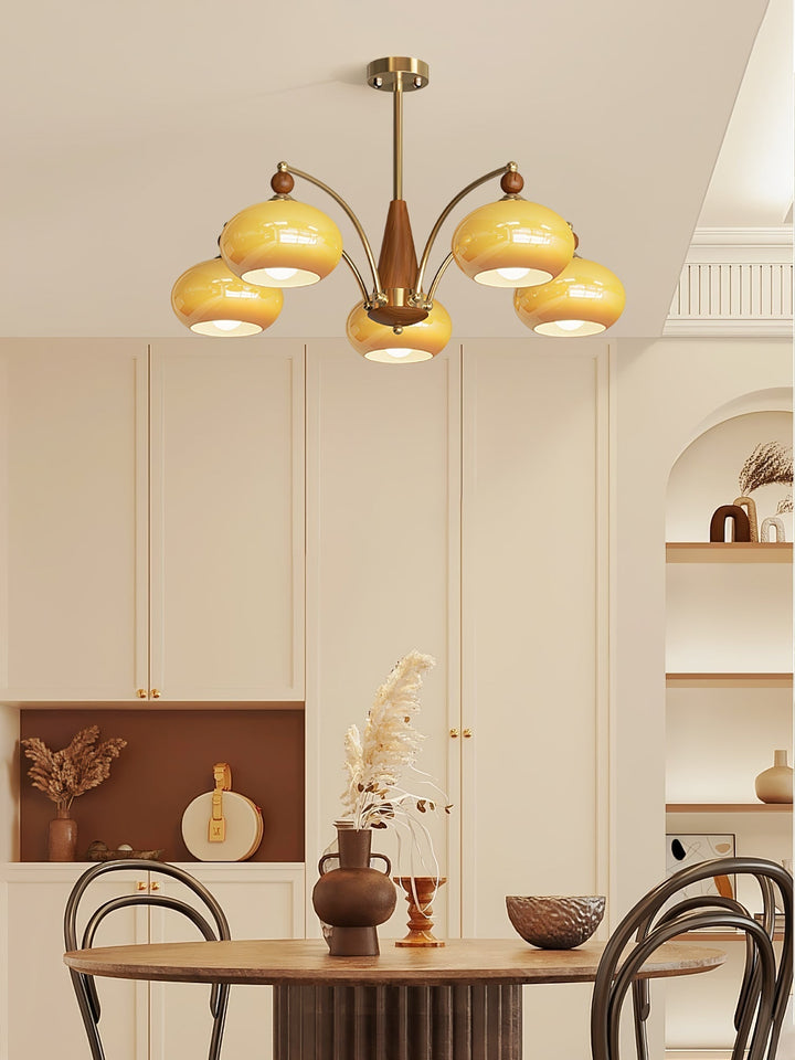 Lustra Suspension Rétro en Verre Jaune et Laiton - Neutralighting