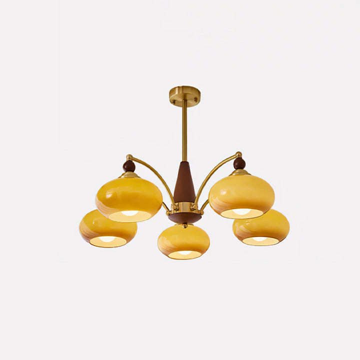 Lustra Suspension Rétro en Verre Jaune et Laiton - Neutralighting