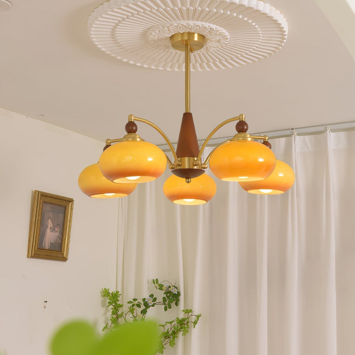 Lustra Suspension Rétro en Verre Jaune et Laiton - Neutralighting