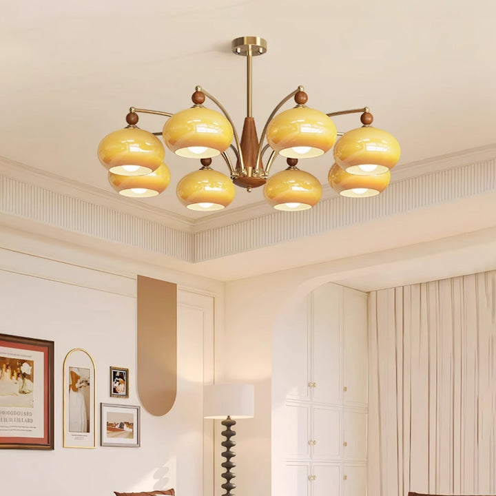 Lustra Suspension Rétro en Verre Jaune et Laiton - Neutralighting