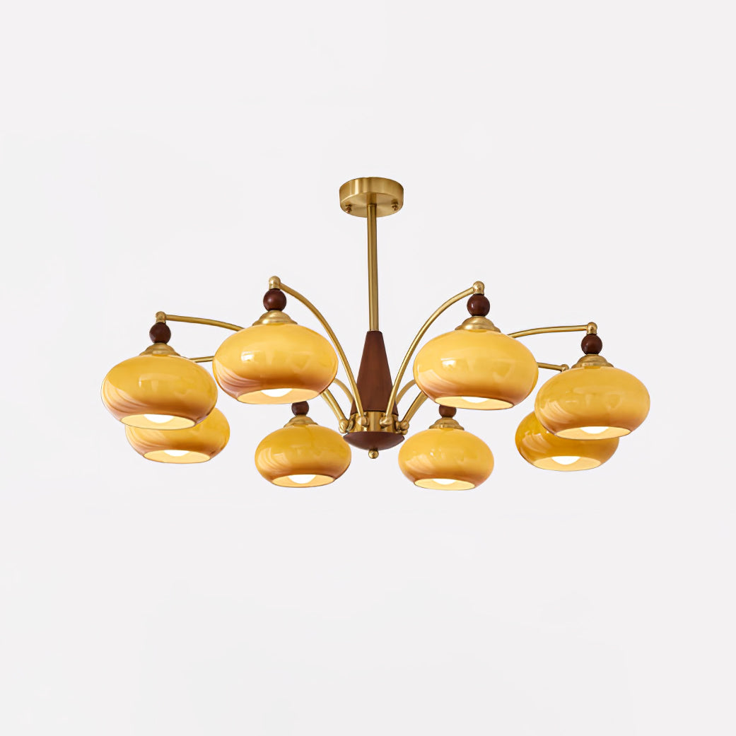 Lustra Suspension Rétro en Verre Jaune et Laiton - Neutralighting