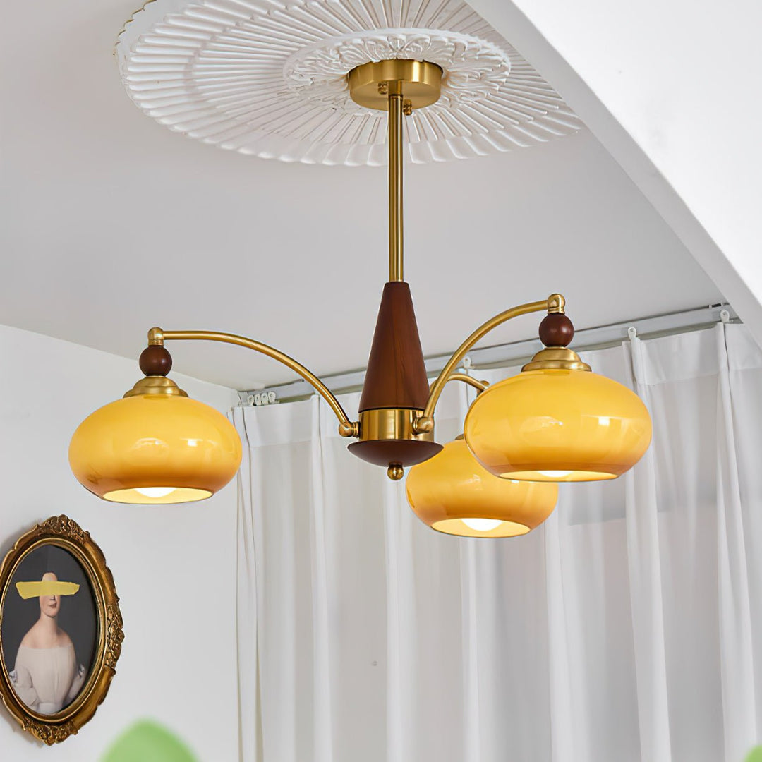 Lustra Suspension Rétro en Verre Jaune et Laiton - Neutralighting