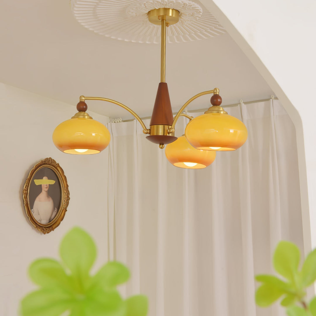 Lustra Suspension Rétro en Verre Jaune et Laiton - Neutralighting