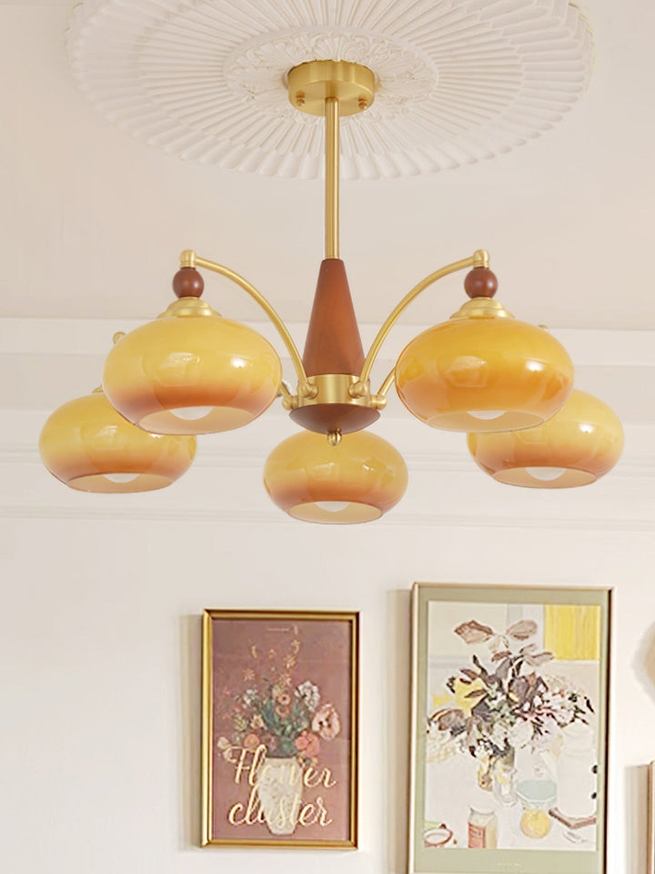 Lustra Suspension Rétro en Verre Jaune et Laiton - Neutralighting