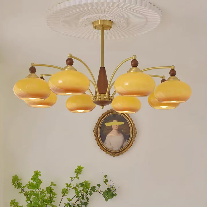 Lustra Suspension Rétro en Verre Jaune et Laiton - Neutralighting