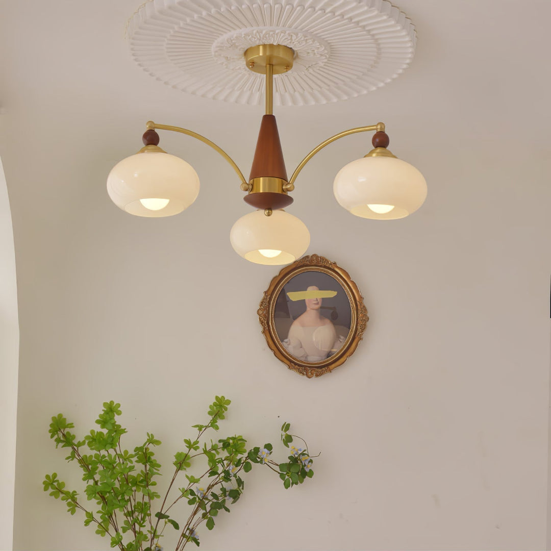 Lustra Suspension Rétro en Verre Jaune et Laiton - Neutralighting