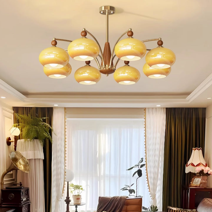 Lustra Suspension Rétro en Verre Jaune et Laiton - Neutralighting