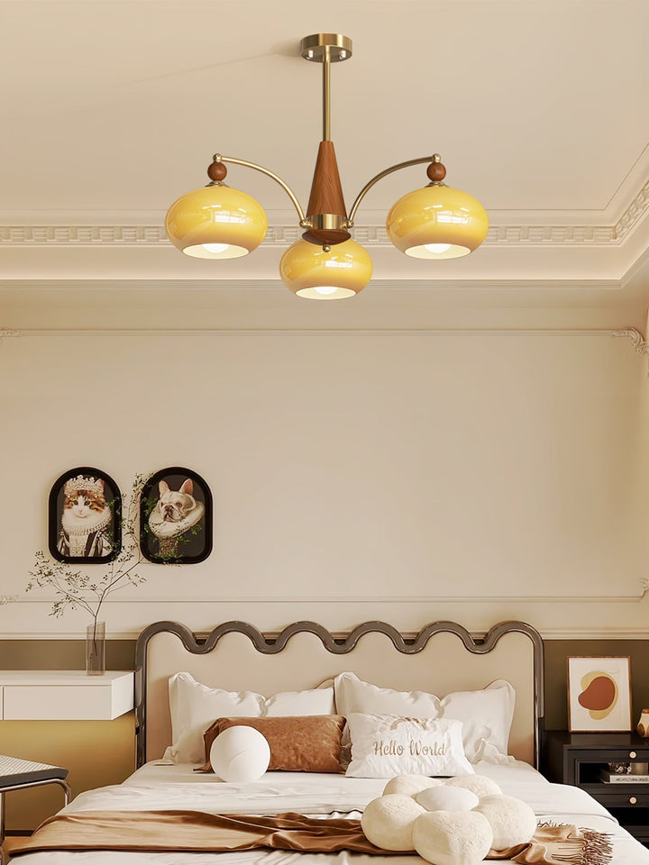 Lustra Suspension Rétro en Verre Jaune et Laiton - Neutralighting