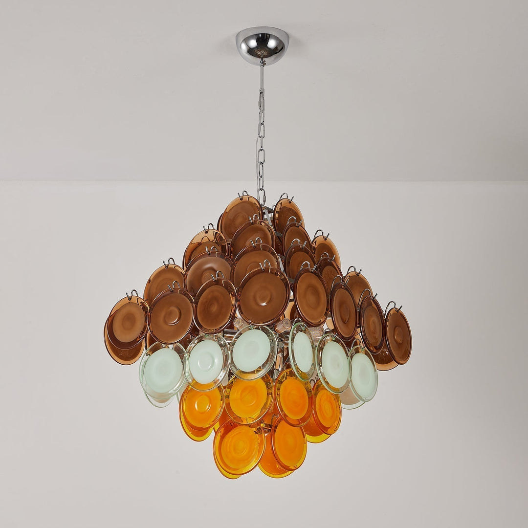 Aurora Chandelier Rétro en Verre Disc Multicolore Vintage - Neutralighting