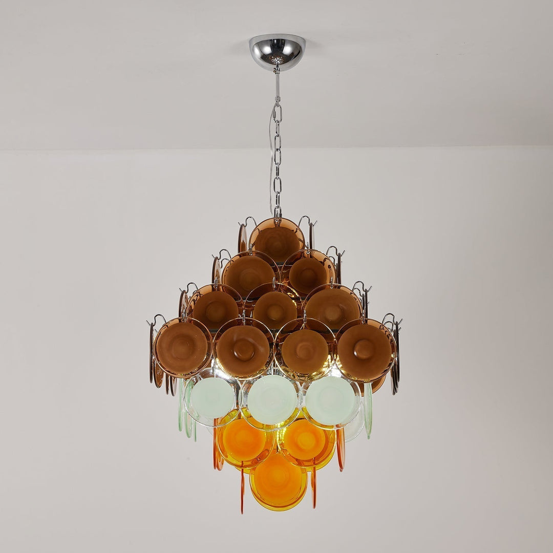 Aurora Chandelier Rétro en Verre Disc Multicolore Vintage - Neutralighting