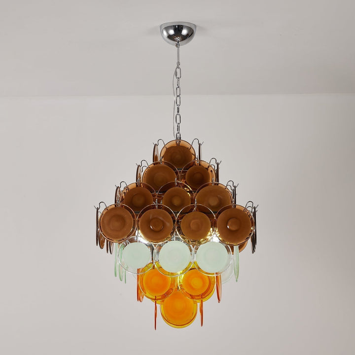 Aurora Chandelier Rétro en Verre Disc Multicolore Vintage - Neutralighting