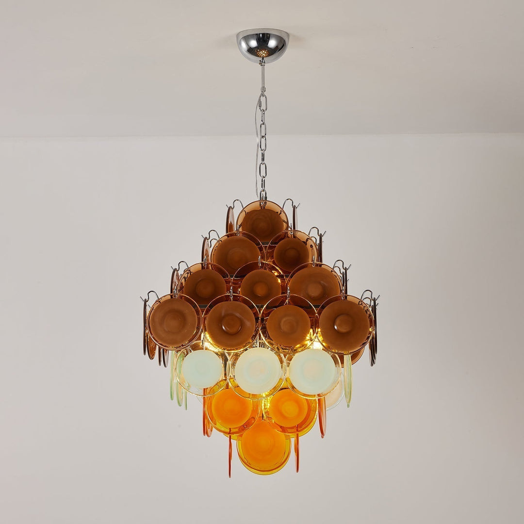 Aurora Chandelier Rétro en Verre Disc Multicolore Vintage - Neutralighting