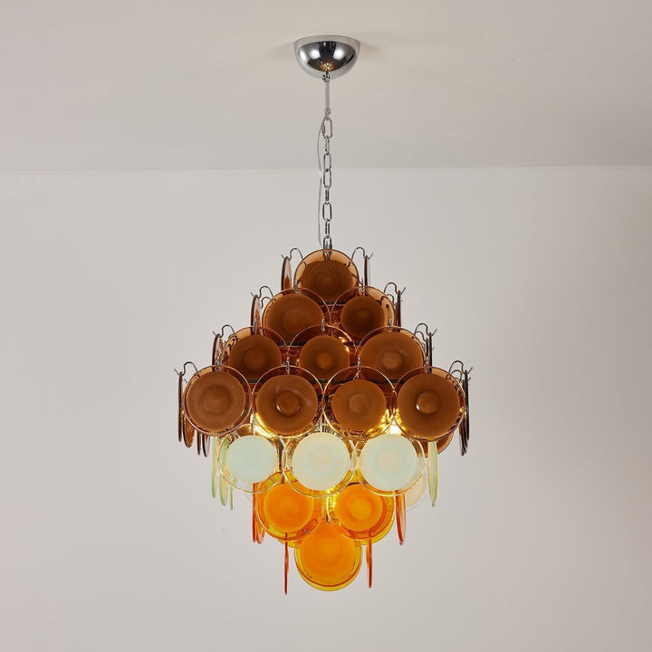 Aurora Chandelier Rétro en Verre Disc Multicolore Vintage - Neutralighting
