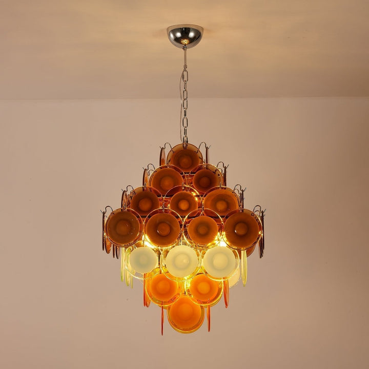 Aurora Chandelier Rétro en Verre Disc Multicolore Vintage - Neutralighting
