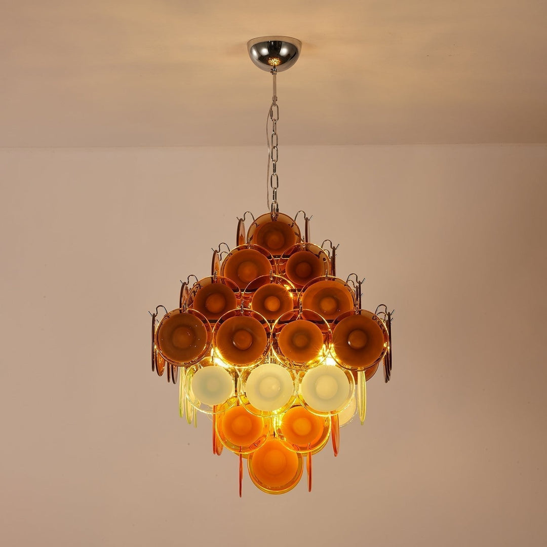 Aurora Chandelier Rétro en Verre Disc Multicolore Vintage - Neutralighting
