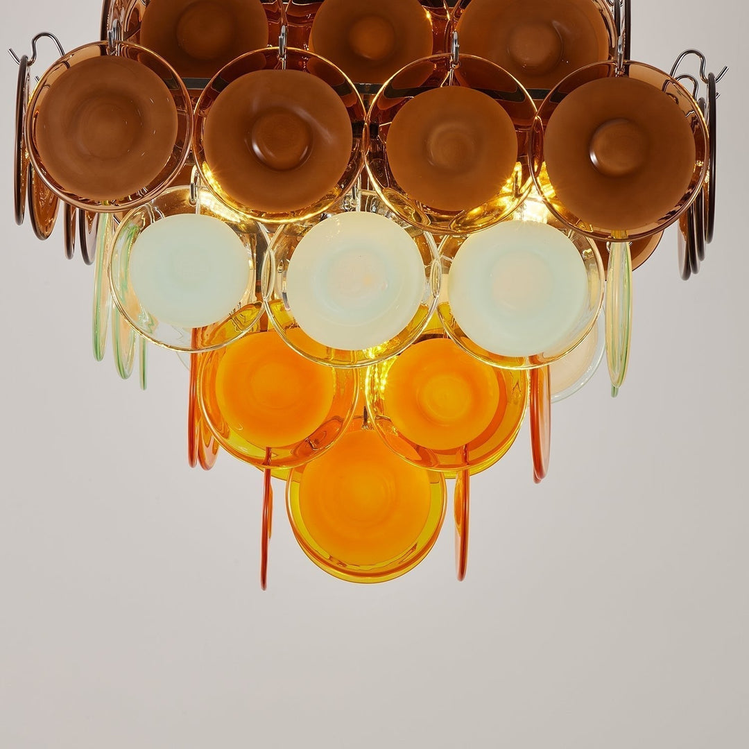 Aurora Chandelier Rétro en Verre Disc Multicolore Vintage - Neutralighting