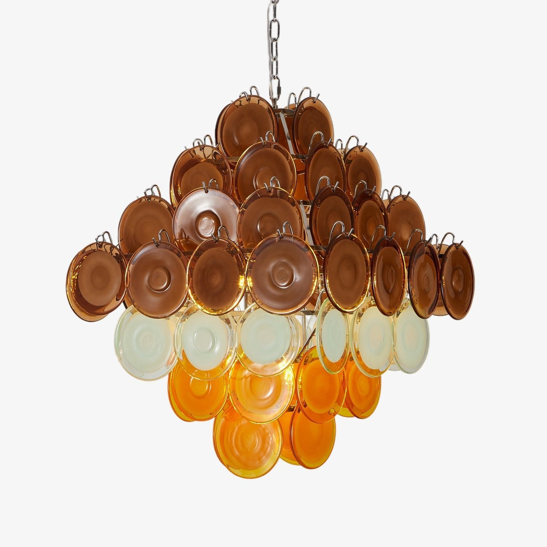 Aurora Chandelier Rétro en Verre Disc Multicolore Vintage - Neutralighting