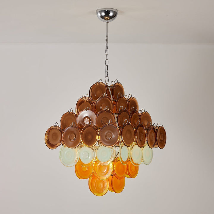 Aurora Chandelier Rétro en Verre Disc Multicolore Vintage - Neutralighting