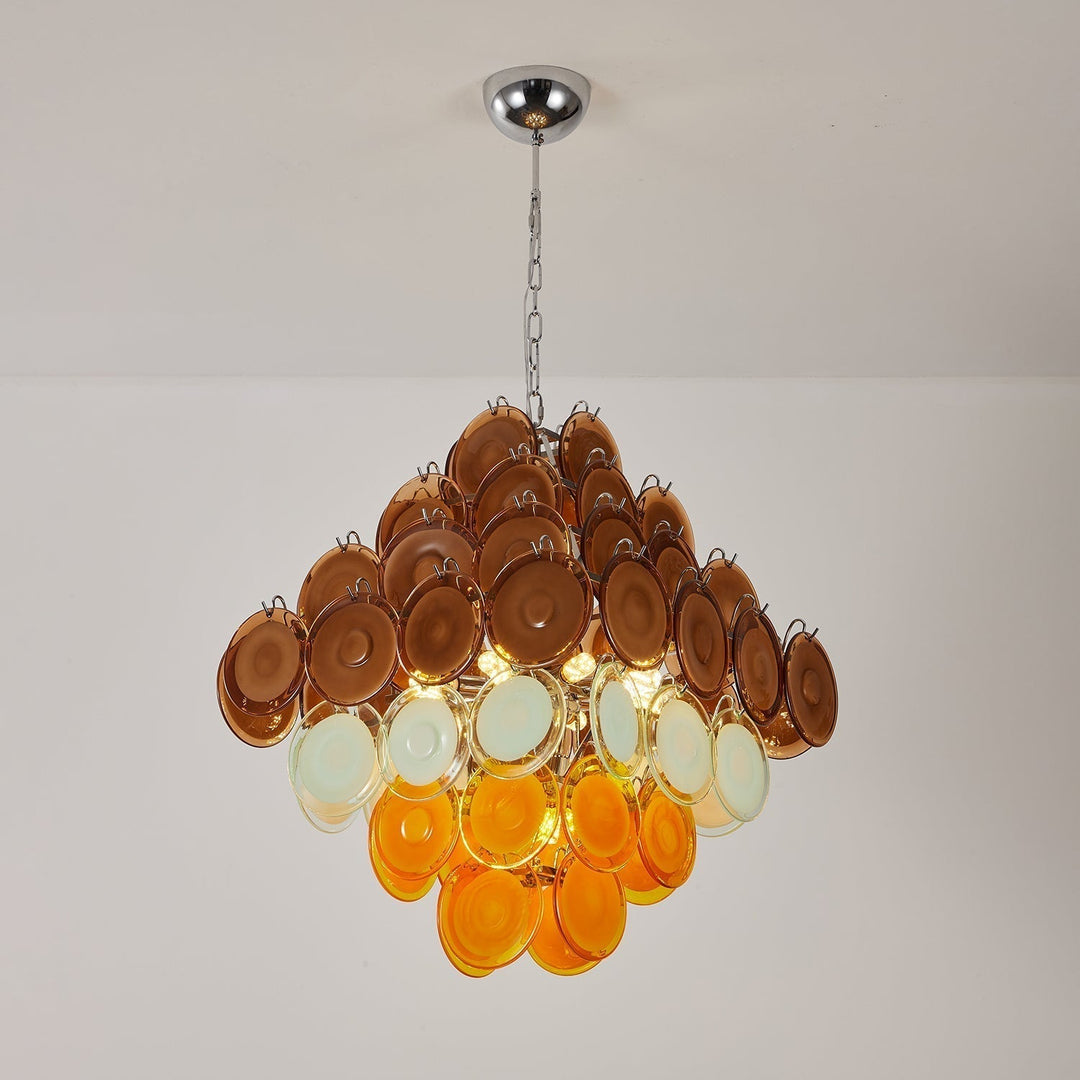 Aurora Chandelier Rétro en Verre Disc Multicolore Vintage - Neutralighting