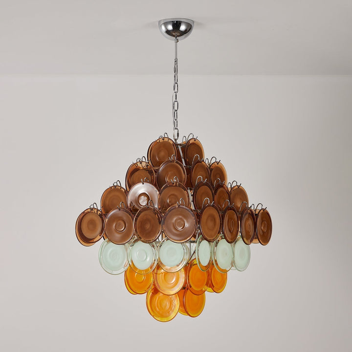 Aurora Chandelier Rétro en Verre Disc Multicolore Vintage - Neutralighting