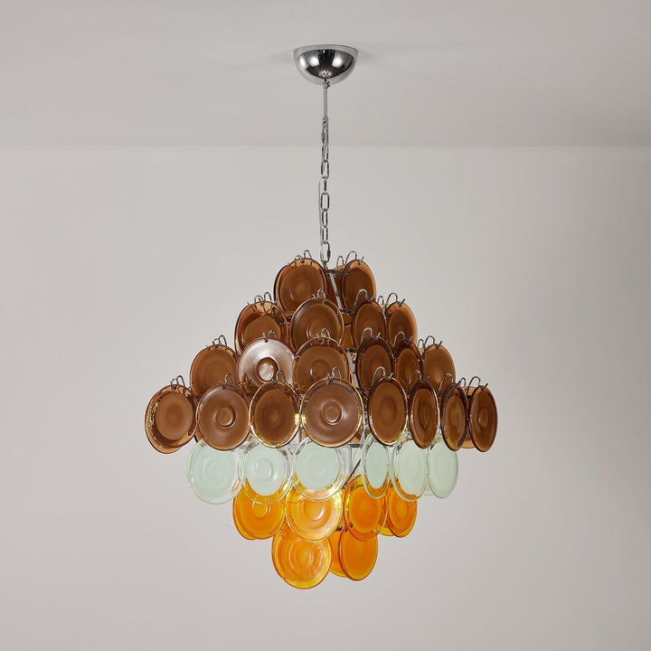 Aurora Chandelier Rétro en Verre Disc Multicolore Vintage - Neutralighting
