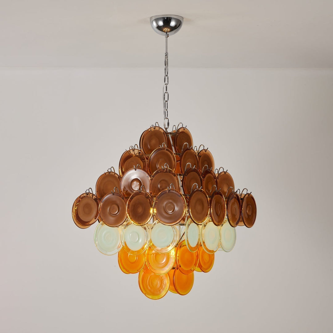 Aurora Chandelier Rétro en Verre Disc Multicolore Vintage - Neutralighting