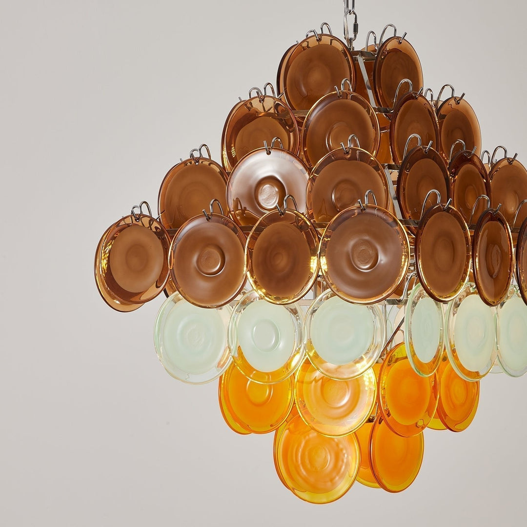 Aurora Chandelier Rétro en Verre Disc Multicolore Vintage - Neutralighting