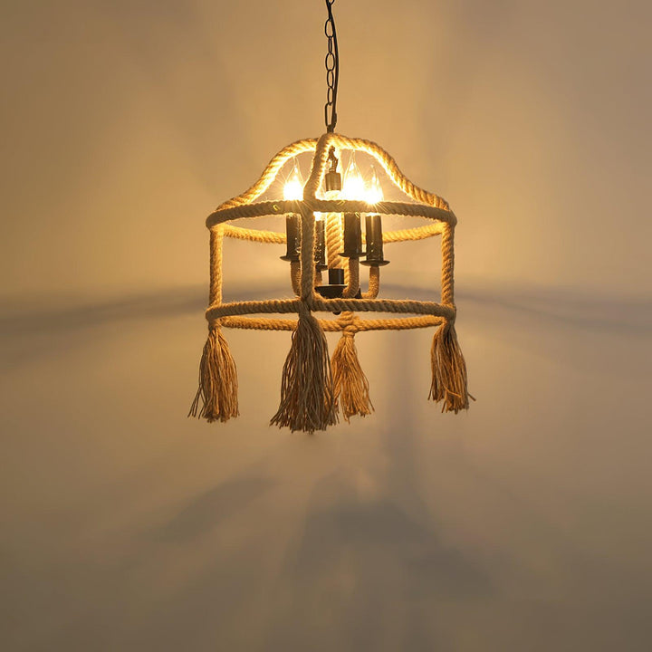 Alshaan Lampe Suspension Exquise en Corde de Chanvre Rétro - Neutralighting