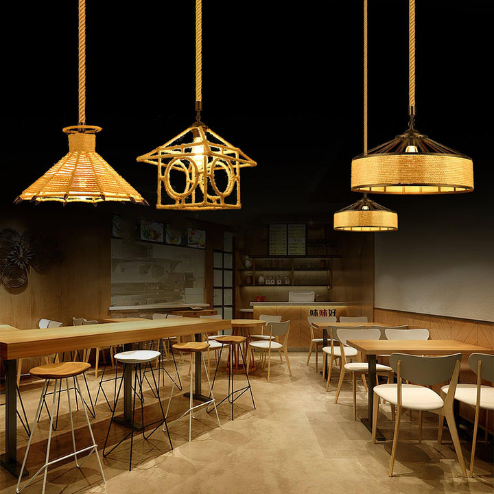 Alshaan Lampe Suspension Exquise en Corde de Chanvre Rétro - Neutralighting