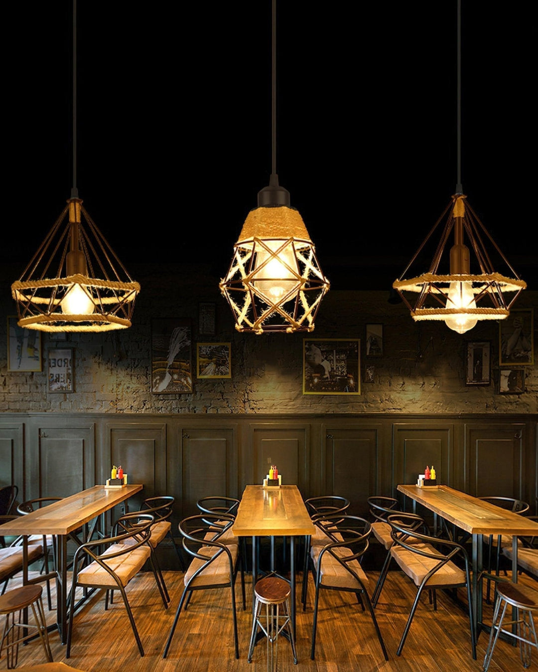 Alshaan Lampe Suspension Exquise en Corde de Chanvre Rétro - Neutralighting