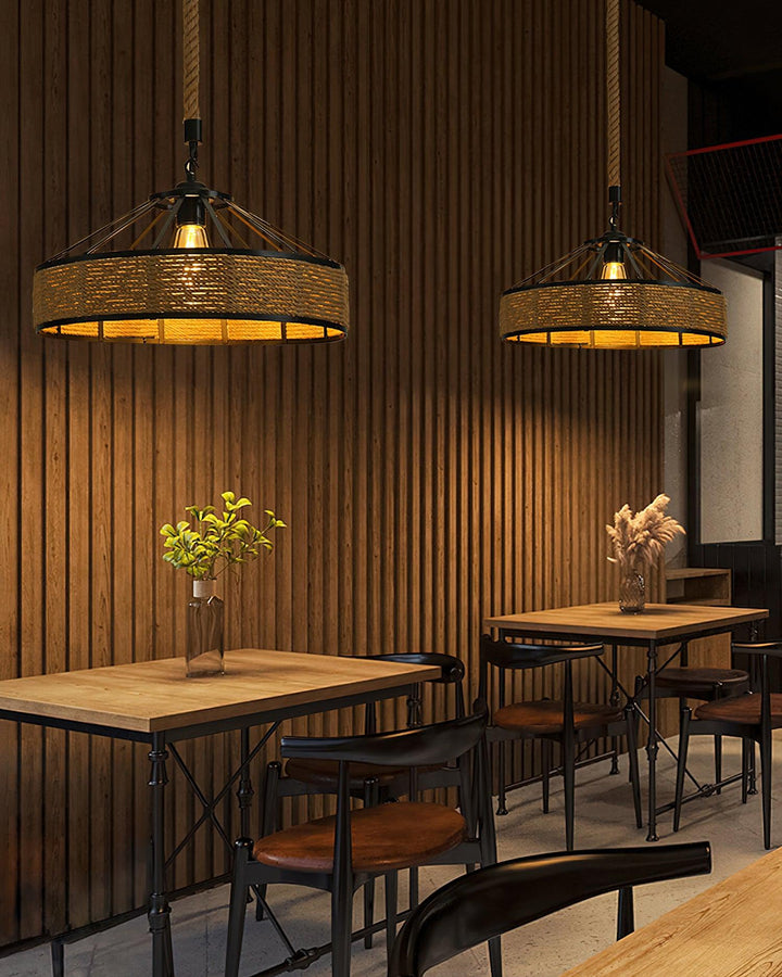 Alshaan Lampe Suspension Exquise en Corde de Chanvre Rétro - Neutralighting