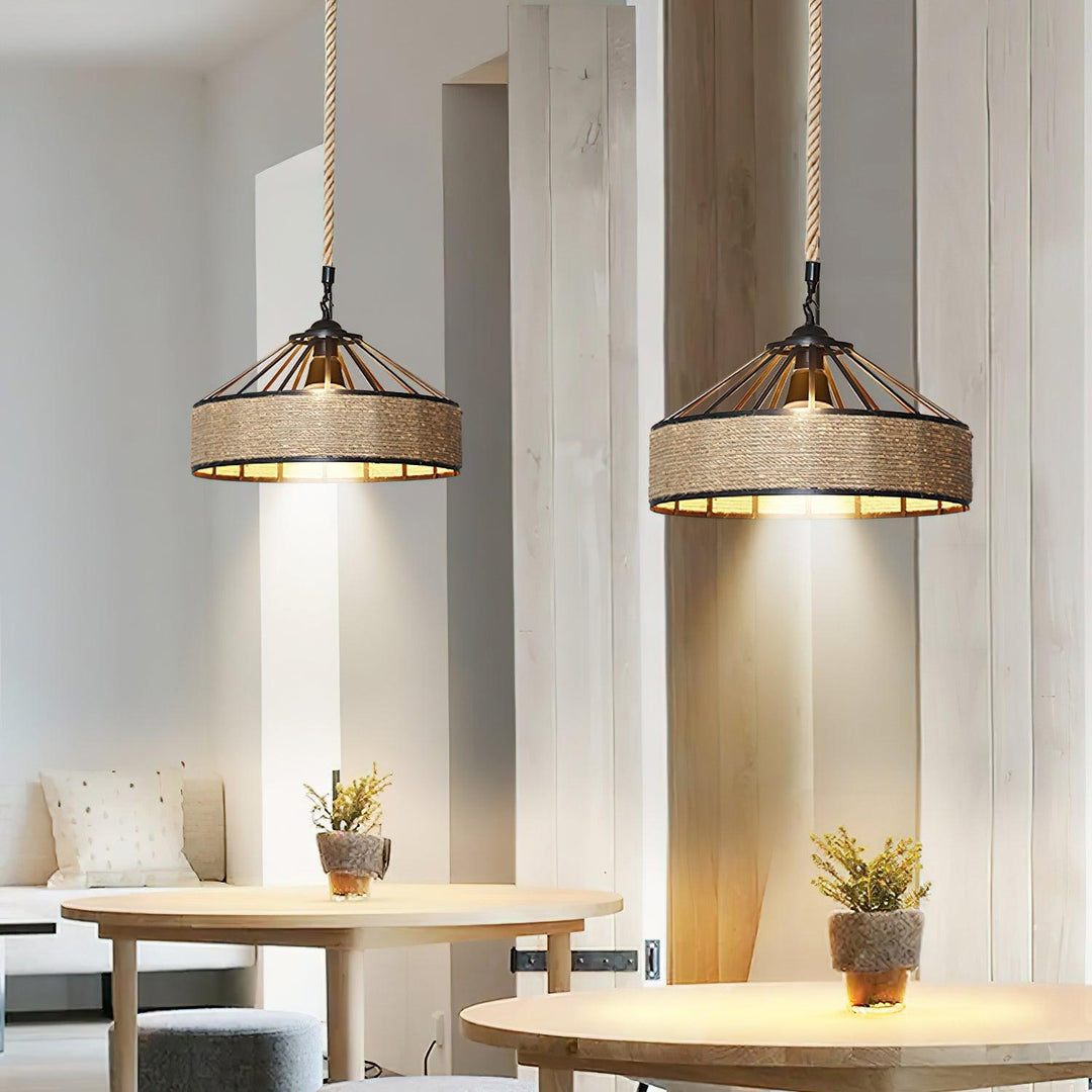 Alshaan Lampe Suspension Exquise en Corde de Chanvre Rétro - Neutralighting