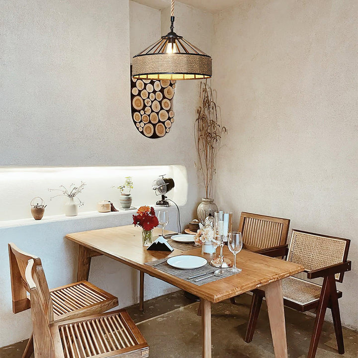 Alshaan Lampe Suspension Exquise en Corde de Chanvre Rétro - Neutralighting