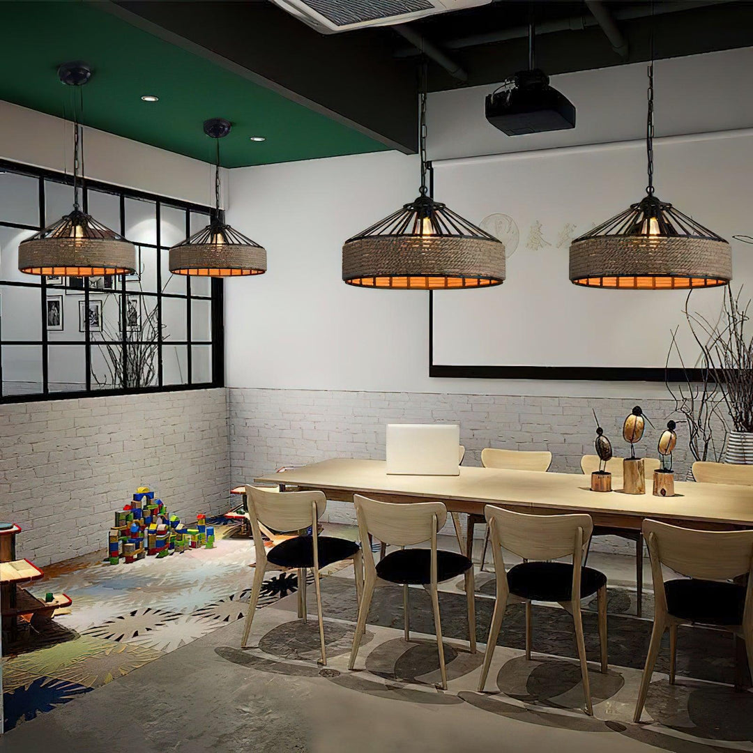 Alshaan Lampe Suspension Exquise en Corde de Chanvre Rétro - Neutralighting