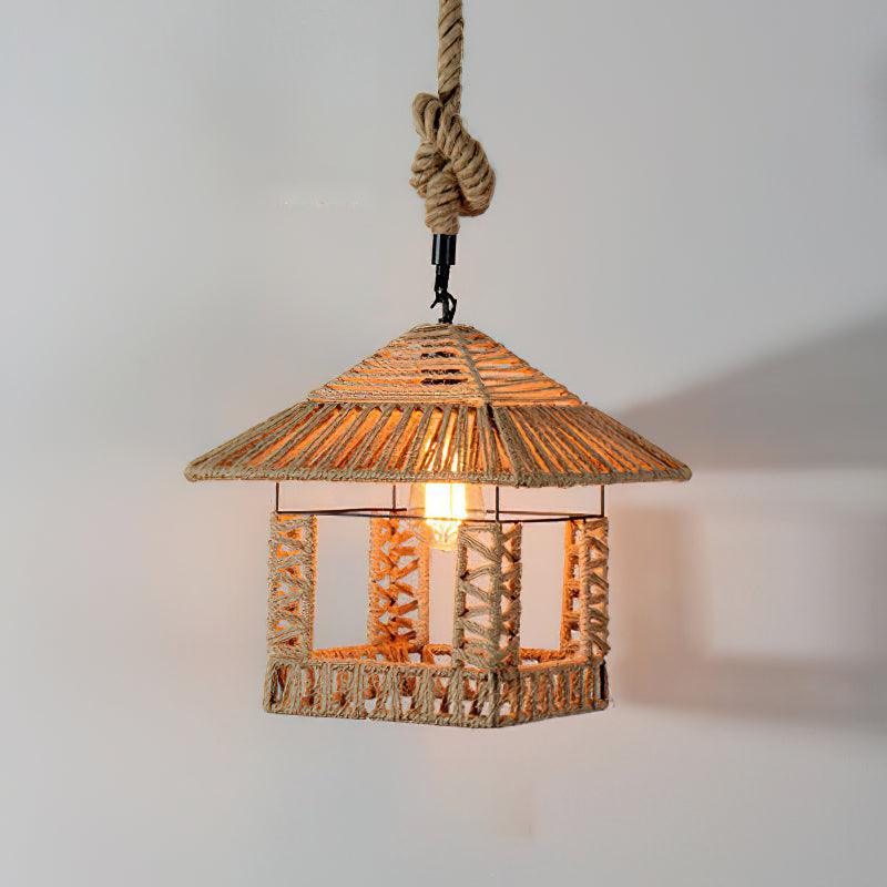 Alshaan Lampe Suspension Exquise en Corde de Chanvre Rétro - Neutralighting