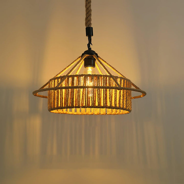 Alshaan Lampe Suspension Exquise en Corde de Chanvre Rétro - Neutralighting