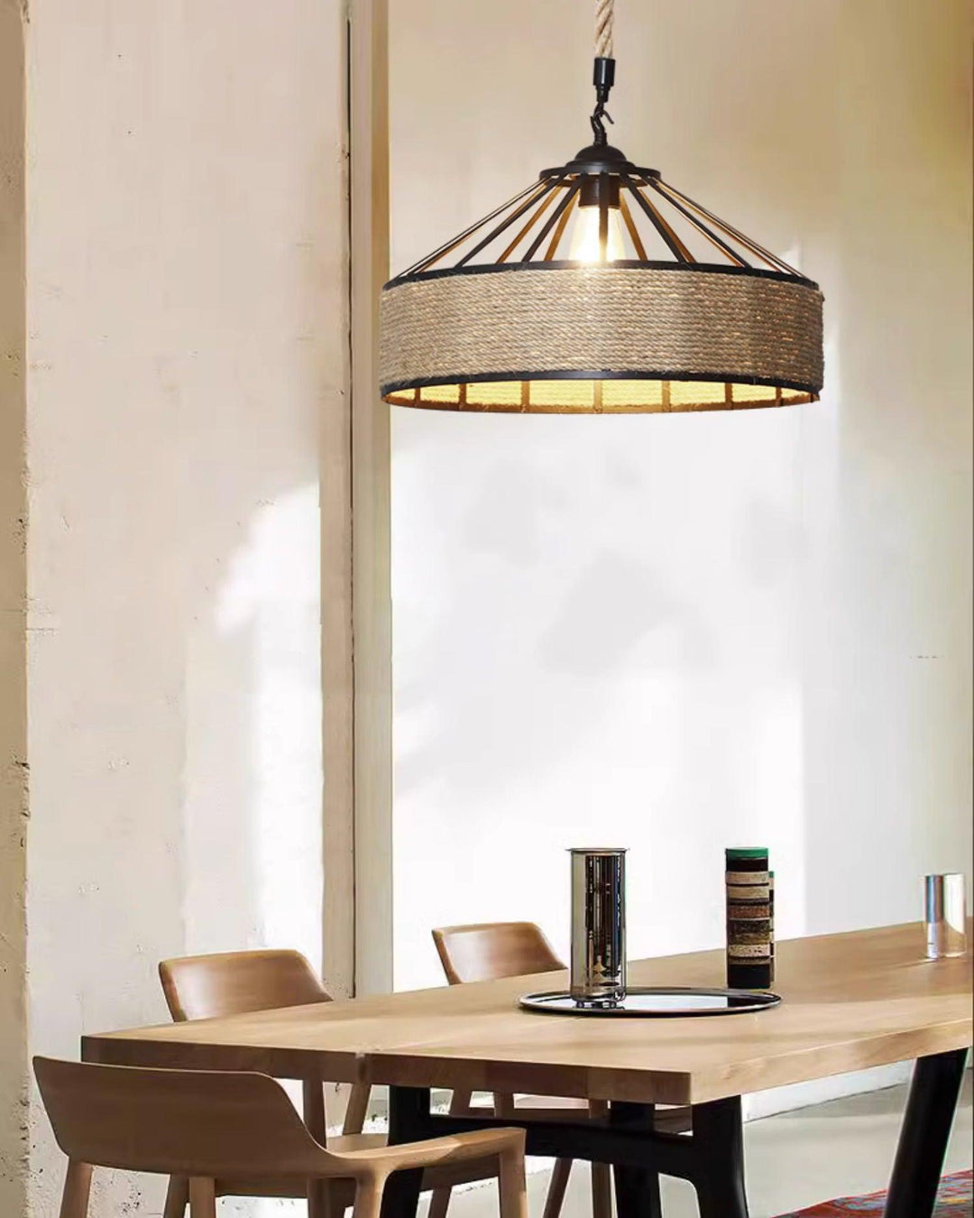 Alshaan Lampe Suspension Exquise en Corde de Chanvre Rétro - Neutralighting