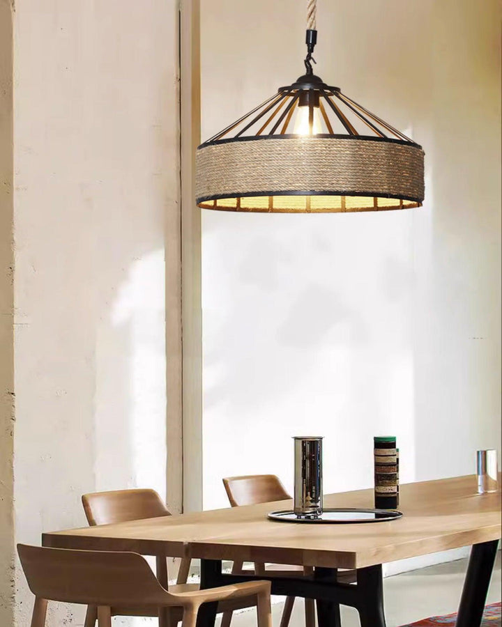 Alshaan Lampe Suspension Exquise en Corde de Chanvre Rétro - Neutralighting