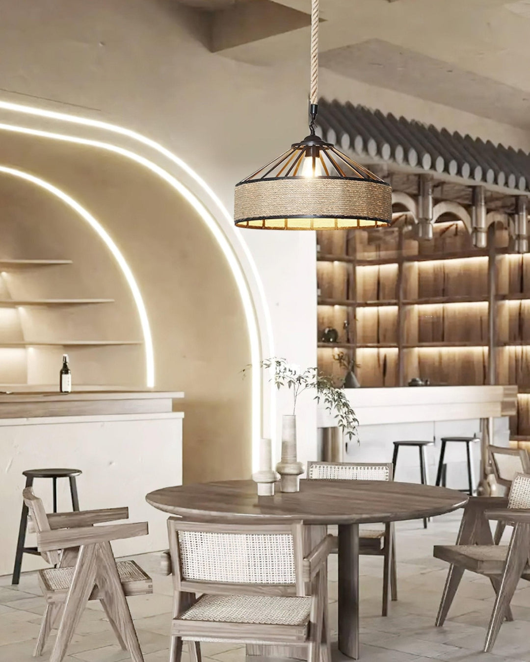 Alshaan Lampe Suspension Exquise en Corde de Chanvre Rétro - Neutralighting